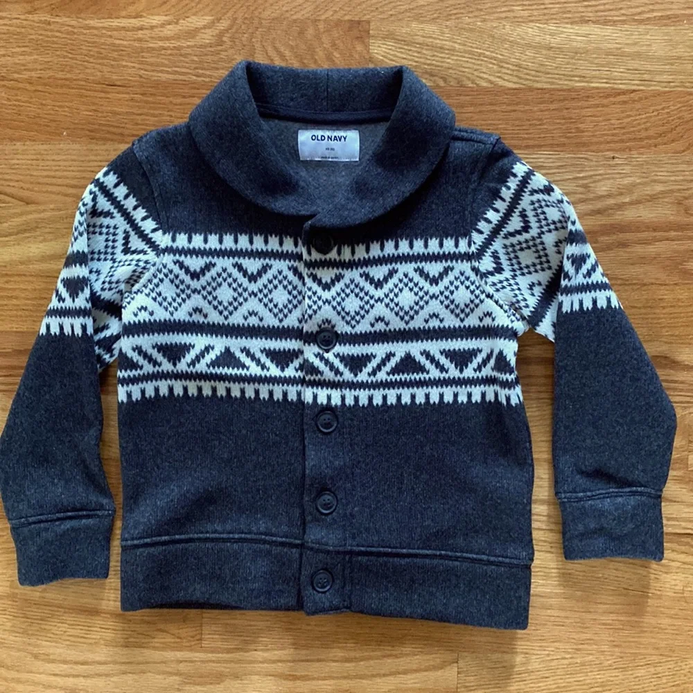 Old Navy Boys Fair Isle Cardigan Pullover Sweater XS